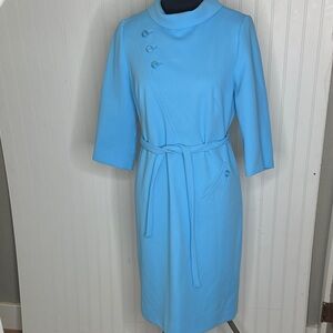 Vintage Knit Light Blue 3/4 Sleeve Dress